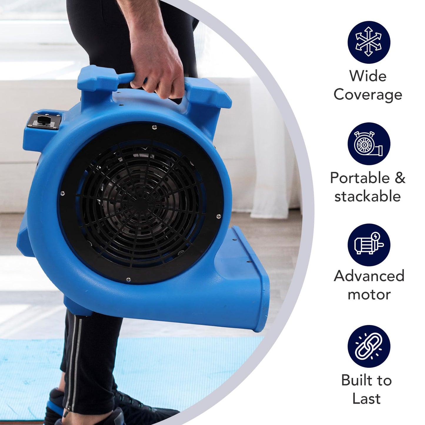 DRYPRO 3-Speed Air Mover 1HP 4000+ CFM Monster Floor Blower Carpet Dryers Janitoral Floor Dryer