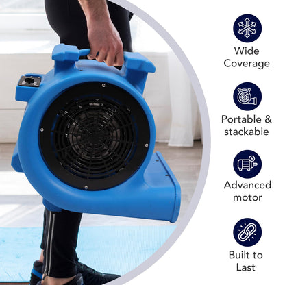 DRYPRO 3-Speed Air Mover 1HP 4000+ CFM Monster Floor Blower Carpet Dryers Janitoral Floor Dryer