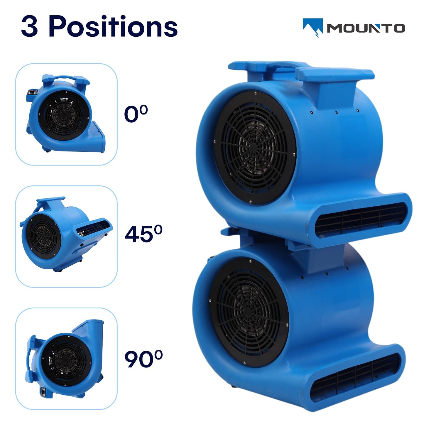 DRYPRO 3-Speed Air Mover 1HP 4000+ CFM Monster Floor Blower Carpet Dryers Janitoral Floor Dryer