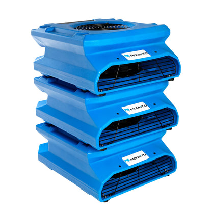 DRYPRO 1/4 HP 1200 CFM Low Profile Air Mover, 2-Speed Carpet Dryer Floor Fan with Dual GFCI Outlets, Stackable Lightweight Blower for Water Damage Restoration (Blue)